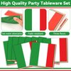 100 Pcs Italian Flag Plates and Napkins Party Supplies Italy Flag Party Tableware Set Italian Flag Red White and Green Party Decors Favors for Italy Family Gathering Kitchen Dining Serves 25 Guests…