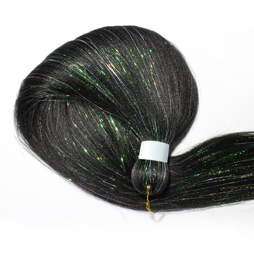 Savasana Black Tinsel Pre stretched Braiding Hair, 26 Inches Kanekalon Box Braids Hair Extensions, 3 Packs Yaki Texture Braiding Hair Pre stretched