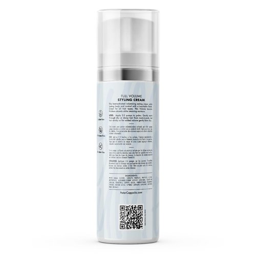 Peter Coppola Full Volume Styling Cream - Volumizing Lightweight Blow Dry Cream for Thickening, Adding Volume and Styling All Hair Types, 4.4oz