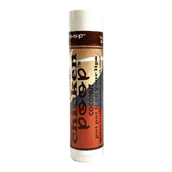 Chicken Poop Lip Balm Simone Chickenbone 100% Natural Moisturizer for Dry Chapped Lips, 0.15 oz, (Coconut), 24 hr moisture, Pack of 1