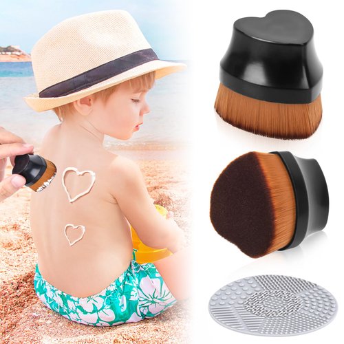 Generic Sunscreen Applicator for Kids, Travel Size and Portable Sunblock Buddy Brush Set, Buddies Sunscreen Applicator with Cleaning Mat, Sun Lotion Applicator Sun Cream Brush Black (2 Pack)