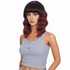 Apoze Short Wig With Bangs For Women,Synthetic Cosplay Bob Wigs,Curly Hair Wigs For Daily Party Use,Natural Looking Heat Resistant Shoulder Length Wig(Ombre Red Highlight)
