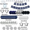 ZERODECO Birthday Decorations for Men, Navy Blue Birthday Party Decorations Happy Birthday Banner Pompoms Balloon for Boys Girls Men Women Birthday Party Decorations Supplies - Navy Blue Black Silver