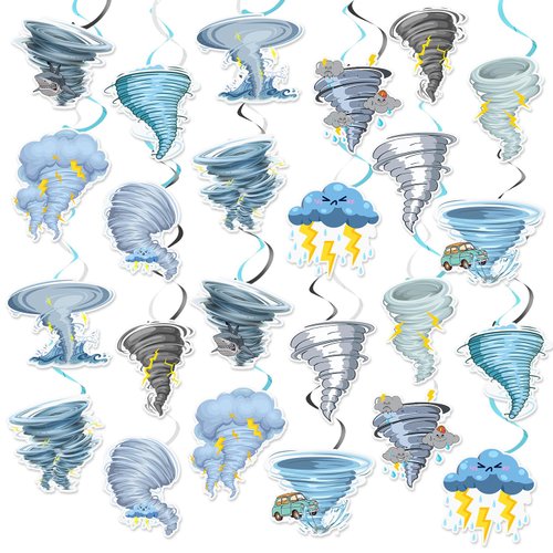 24 PCS Tornado Party Hanging Swirls Decorations, Tornado Birthday Party Decorations Supplies Tornado Hanging Spiral Whirl Streamers Ceiling Decorations for Kids Baby Shower Decorations Party Decor