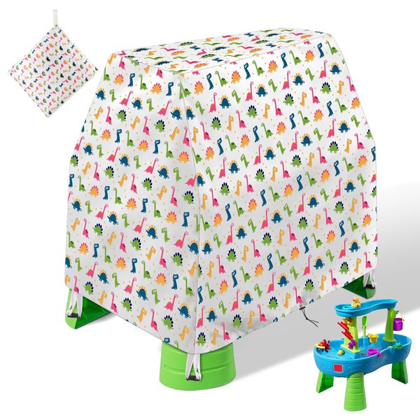 Water Table Cover for Step2 Rain Showers Splash Pond Water Table Dinosaur Pattern Outdoor Kids Sand and Water Table Toy Covers Waterproof Dust Proof Anti-UV with Storage Bag
