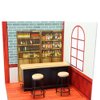 Dollhouse Furniture Metal Bar Table & Chair with Wood Top Pub Set 1:12 Scale Miniature Accessories Bar Counter Stool Mini Dining Coffee Table Model Layout Props Desktop Decor