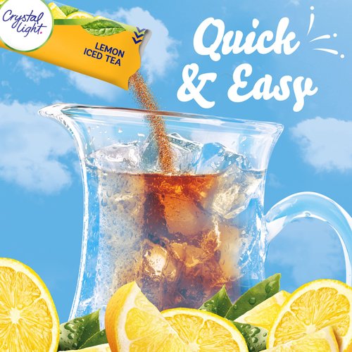 Crystal Light Sugar-Free Lemon Iced Tea Naturally Flavored Powdered Drink Mix 4 Count Pitcher Packets
