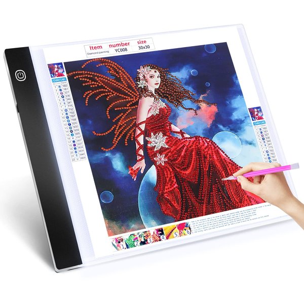 Guiseapue A4 Light Board for Diamond Painting, Light Table Tracing Light Box Ultra-Thin Light Pad for Drawing, Tattoo, Weeding Vinyl, Sketching, Gifts for Her, Kids, Him