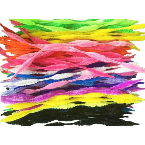 Carykon Pack of 100 Pipe Cleaners Fuzzy Bumpy Chenille Stems for Creative Handmade DIY Art Craft (Multicolor)
