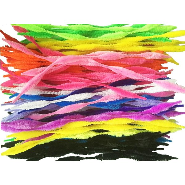 Carykon Pack of 100 Pipe Cleaners Fuzzy Bumpy Chenille Stems for Creative Handmade DIY Art Craft (Multicolor)
