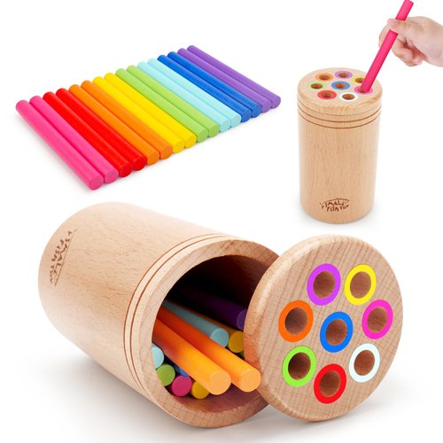 Montessori Toys for 1-3 Year Old: Wooden Learning Color Sorting Toys for Toddlers Age 1 2 3, Fine Motor Developmental Infants Sensory Matching Games, Busy Board 18 month old Baby Boys Girls Gifts