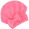 MAYOUTH Microfiber Hair Drying Towels for Kids Head wrap with Bow-Knot Shower Cap Hair Turban hairWrap Bath Cap for Curly Long & Wet Hair Gift for Little Girls, Kids Shower Cap (Red + Cream)
