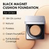 CARSLAN Black Magnet Cushion Foundation - Full Buildable Coverage, Moisturizing, Lightweight, 18H Long-Lasting Glow Looking, Refill Included, K01.Warm Fair