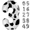 Cow Print Number Balloon Birthday Decorations, 40 inch Number balloon 0-9(Zero-Nine), Cow Balloon for Farm Birthday Party Supplies, Cow Themed birthday party Decorations (Number 3)