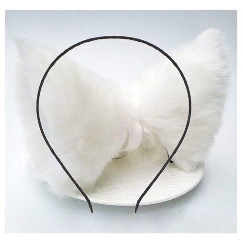Cat Ears Headband Hair Clips Fox Ears Hair Bands Barrettes Women Furry Kitty Kitten Cat Headpiece Hairband Hair Hoop Halloween Party Decoration Cosplay Costume Handmade Hair Accessories White White