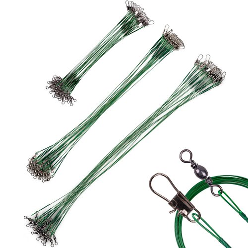 ReeMoo 60PCS Fishing Leaders, Stainless Steel Fishing Leader Line Wire with Swivels and Snaps Connected to Tackle Lures or Hooks, Fishing Wire Leader Suitable for Saltwater & Freshwater