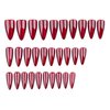 RUOKEXIN 30Pcs Halloween Press on Nails Red Long Stiletto Fake Nails Solid Color False Nails with Designs Red Cat's Eye Nail Press ons Mirror Artificial Nails Holiday Stick on Nails for Women