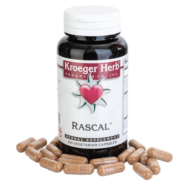 Kroeger Herb, Rascal, Balanced Gut and Heart Health with Pumpkin Seeds, Garlic, Cayenne, Thyme, etc. Vegetarian, Non-GMO, Gluten Free, No Preservatives - 100 Capsules