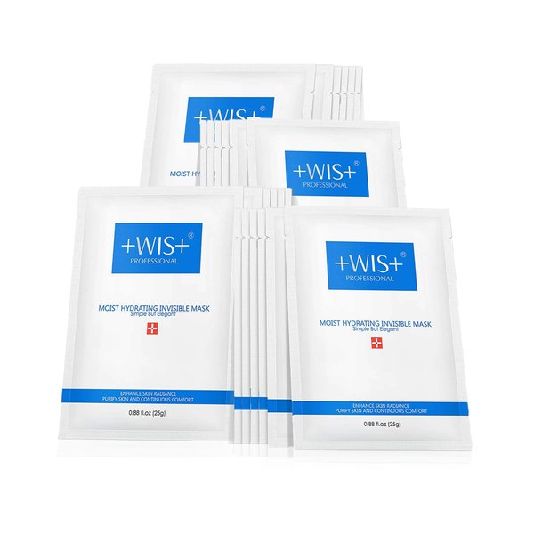 +WIS+ Intensive Hydrating Facial Mask 24 EA with Hyaluronic Acid Serum for Dry, Dehydrated, Oily Skin, Anti-Aging Face Mask to Pore Minimizing, Elasticity Improvement and Repair Dehydrated Skin
