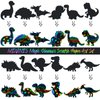 MEIVINES 60PCS 12Style Magic Color Scratch DIY Dinosaur Paper Scratch Craft Kits Rainbow Scratch Paper Art Sets with Scratching Tools Ribbon for Party Favors Activities