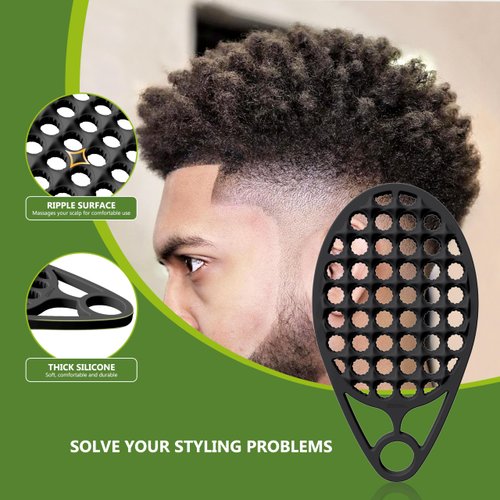 KOUPA Magic Silicone Curly Hair Brush, One Piece Twist Curl Comb for Afro Curls, Washable Hair Tool for Men Women, Black, 1 Piece