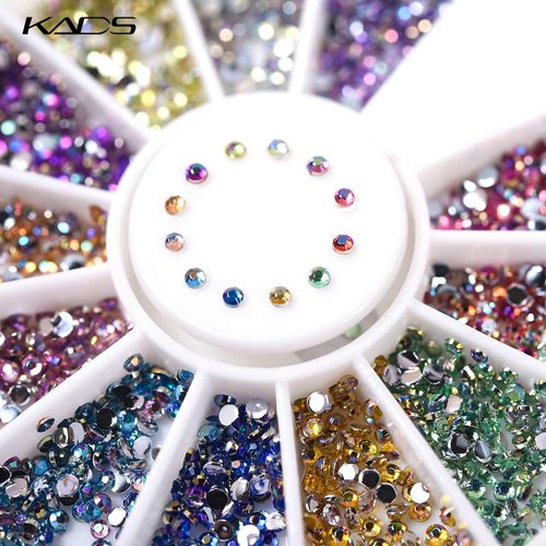 KADS Rhinestones 12 AB Colors 600 Pcs Nail Art Decorations Valentine's Day Crystal Glitters Rhinestones Acrylic Tips Manicure Decoration for Nail Tools