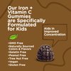 Iron Gummies for Kids with Vitamin C - Supports Energy, Blood Cell Formulation, Blood Builder Anemia Kids Iron Supplements - Vegan, Gelatin Free, Gluten Free - Tasty Chewable Grape Flavored Gummy