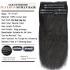 Light Yaki Straight Human Hair Extensions PU Clip in Hair Extensions Natural Black 14 Inch 120g Kinky Straight Natural Remy Seamless Clip ins Human Hair Extensions