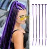 5 Pcs Braid Hair Extensions Baby Braids Front Side Bang Long Braided Ponytail Extension Party Colorful Clip in Hair Extensions 22 Inch Straight Synthetic Hairpieces for Women Kids Girls Halloween Christmas Cosplay (22 Inch-Braided, Dark Blue)