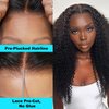 BLY Curly Glueless Wear and Go Pre Cut Lace Front Wigs Human Hair Pre Plucked Ready to Wear Wig for Women Afro Kinky Curly Black Color Hair Wig with Elastic Band 20 Inch