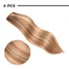 18" Remy Clip in Hair Extensions Human Hair #12/613 for Women Beauty - Short Silky Straight 8pcs 20clips Real Hair Extensions Clip in Human Hair (18 inches 100g #12/613 Golden Brown Mix Bleach Blonde)