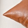 Fancy Homi 2 Packs Brown Boho Lumbar Faux Leather Decorative Throw Pillow Covers 12x20 Inch for Living Room Couch Bed Sofa, Hand Stitched Rectangle Cushion Case, Rustic Modern Farmhouse Home Decor