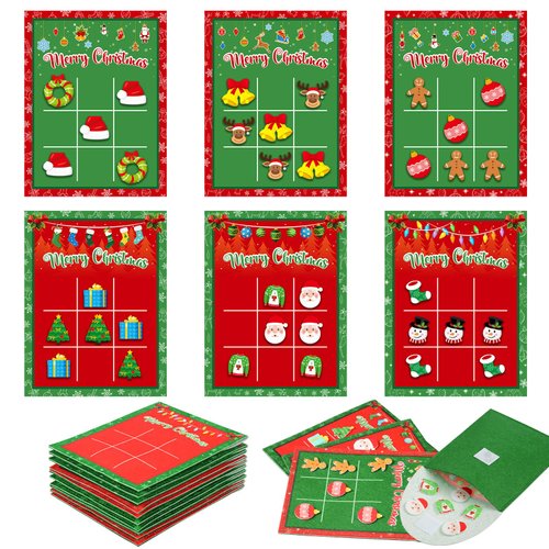 Capoda 24 Pack Christmas Party Favors Gift Christmas Tic Tac Toe Strategic Board Game for Family Happy Christmas Stocking Stuffers Gifts with Envelope Boys Girls Birthday School Classroom Rewards