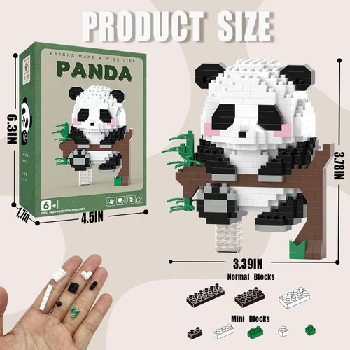 MJDDJA Mini Building Blocks- Hanging Panda, Party Favors- Micro Blocks Panda Toy for Kids 6 7 8 9 10+, Mini Blocks Building Sets for Adults, Easter/Birthday for Boys and Girls(463PCS)