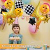 Ckepvo Smile Face Checkered Balloons,18 Inch Lightning Bolt Balloon Smile Face Birthday Decorations,Yellow Happy Face Balloons For Birthday Wedding Decor (A-Smiley Face)