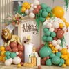 Lion Balloon Arch Kit,Dusty Green Mustard Yellow Brown Sand White Balloons for Kids Boy Safari Jungle Wide One Lion Birthday King Party Decorations Baby Shower Wedding Cartoon Party Supplies
