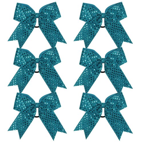 Cheer Bow Sequin 6 Inch 6 Pcs Bling Fling Cheerleader Cheerleading Jumbo Cheer Bow Hair Tie Hair ...