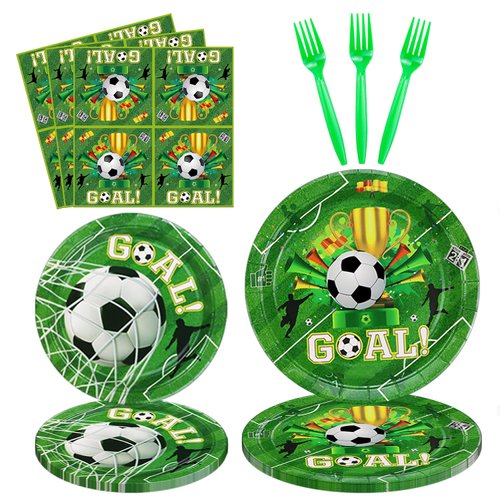 160 Pack Soccer Party Supplies Sports Theme Birthday Decorations Soccer Party Plates， Napkins，forks Set Soccer Theme Set for Boys Sports Theme Birthday Decorations Serves 40 Guests