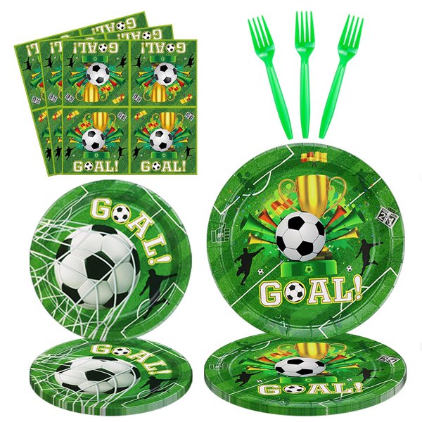160 Pack Soccer Party Supplies Sports Theme Birthday Decorations Soccer Party Plates， Napkins，forks Set Soccer Theme Set for Boys Sports Theme Birthday Decorations Serves 40 Guests