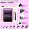 DIY Lash Extension Kit Volume Lash Clusters 50D D Curl Individual Lashes Lash Clusters Kit Thick Eyelash Extension Kit 280 pcs Thin Band Cluster Lashes Lash Bond and Seal Lash Tweezers(Fluffy50D kit)