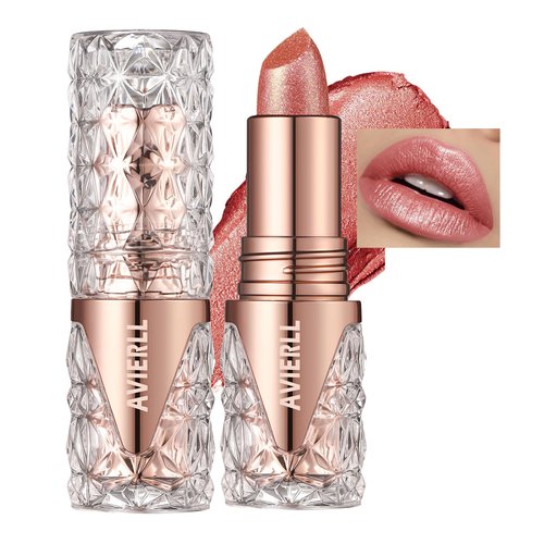 AKARY Shimmer Pearl Mermaid Lipstick, Waterproof Metallic Lip Gloss Makeup for Women, Hydrating Tinted Lip Balm with Creamy Texture Non-Stick Cup, High Impact Lip Color with Transfer-proof Wear, 06