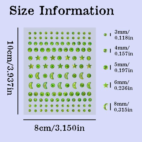 Moon Stars Face Gems Jewels Stick for Women Hair Face Diamonds Crystal Rhinestones Rave Party Festival Alien Club Body Face Eye Nail Makeup Stickers Temporary Tattoos (Green)