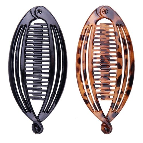 sanyangboli 2PCS Banana Hair Clips Fish Hair Clip Long Hair Clips Fish Grip Slide Clip Ponytail Hair Comb Barrettes Women Girls Retro Plastic Fishtail Clip Comb Grips for Thick Thin Hair