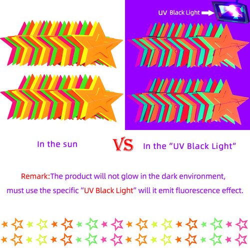 110feet UV Paper Neon Garland Diamond Neon Streamers Black Light Neon Decorations for Dark Glow Party UV Reactive Neon Party Favors Glow in The Dark Party Supplies for Party Wedding Birthday Banners