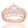 YARIEW Small Rose Gold Crystal Crown for Little Girls Flower Bouquets Accessories Rhinestones Wedding Cake Topper Birthday Crown for Kids Cake Decorations Bridal Costume Hair Accessories Gifts