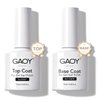 GAOY Gel Top Coat and Base Coat Set, 2 Pcs 7.3ml Glassy Top Coat and No Wipe Foundation Combination for UV Light Cure Gel Nail Polish