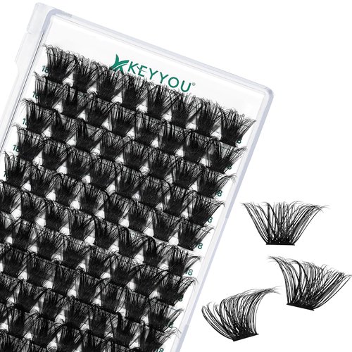 Lash Clusters 96pcs Individual Lashes D Curl 18mm Eyelash Clusters KEYYOU Volume Wispy Lash Extension Soft&Comfortable Easy DIY at Home(Y24,D-18mm)
