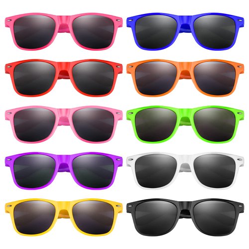 MIAHART 20 Pack Neon Sunglasses Bulk for Kids Glasses Party Favors for Summer Beach Pool Party Carnival Prizes Birthday Party Supplies, 10 Bright Colors