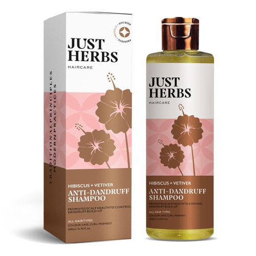 Just Herbs Organic Soya Protein Anti Dandruff Shampoo With Neem, Hibscus & Lecithin for All Hair Types, Sulfate & Paraben Free - 200ml