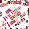 12 Sheets Christmas Full Nail Wraps Nail Art Polish Strips Stickers, Self-Adhesive Full Wrap Nail Art Decals Christmas Tree Snowflake Elk Santa Claus for Xmas Party Nail Decor with 2 Piece Nail Files